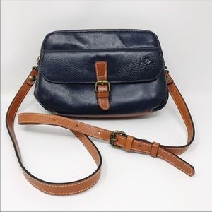 Patricia Nash Blue/Brown Leather Crossbody Handbag